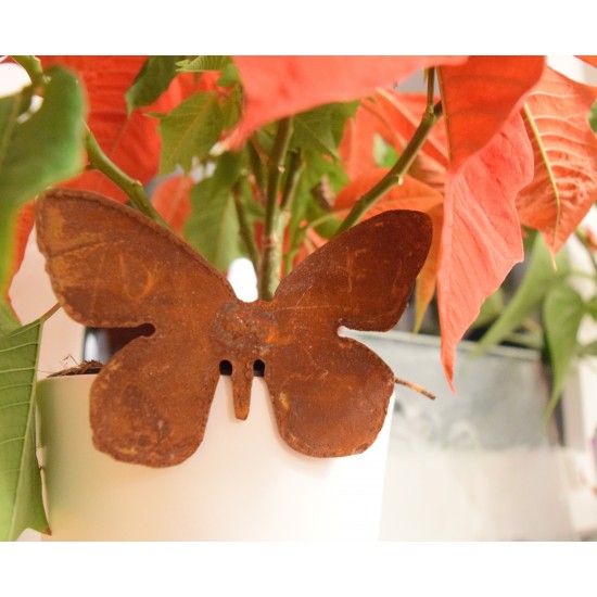 2 verschiedene rostige Schmetterlinge für Vasen Edelrost rostig Metall