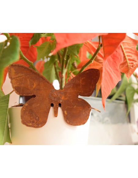 2 verschiedene rostige Schmetterlinge für Vasen Edelrost rostig Metall