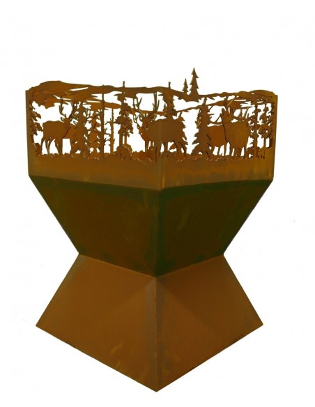 rechteckiger Rost Feuerkorb Wald und Wild Rost Edelrost Feuerschale