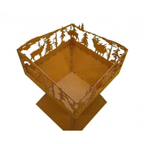 rechteckiger Rost Feuerkorb Wald und Wild Rost Edelrost Feuerschale