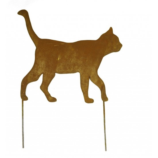 Rost Katze gehend zum Stecken Katzenstecker