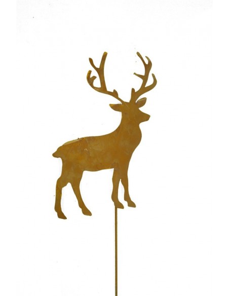 Edelrost Rehfamilie Gartenstecker 3er Reh + Kitz inkl. Hirsch