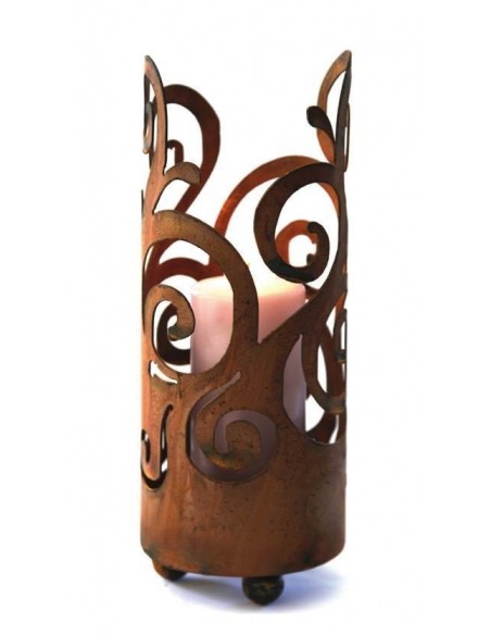 Edelrost Ornament Windlicht auf 3 Kugeln