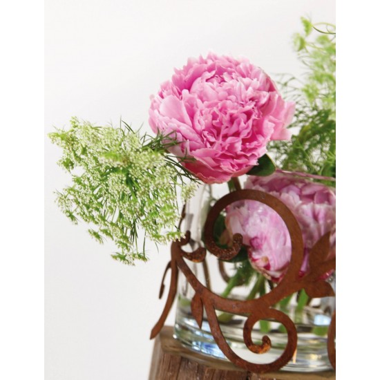 Edelrost Ornamentring für Vasen / Windlicht Ø 15 cm Höhe 13 cm