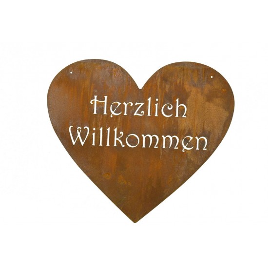 Rost Schild Herzlich Willkommen zum Hängen aus Edelrost Metall