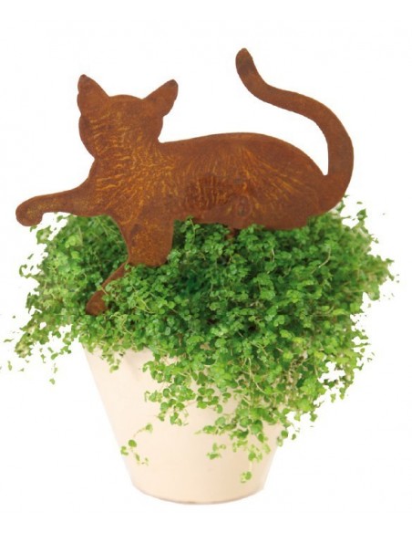 Rost Minikatze liegend Gartenstecker 25 cm lang