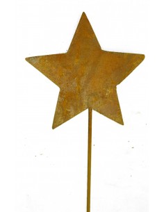 Rostiger Stern Stecker Ø 12 cm  mit kurzem Stab
