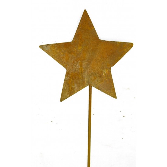 Rostiger Stern Stecker Ø 12 cm  mit kurzem Stab