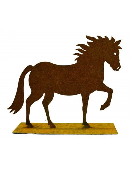 Mini Edelrost Pferd "Cavallo" auf Platte 15 cm  Rostige Deko