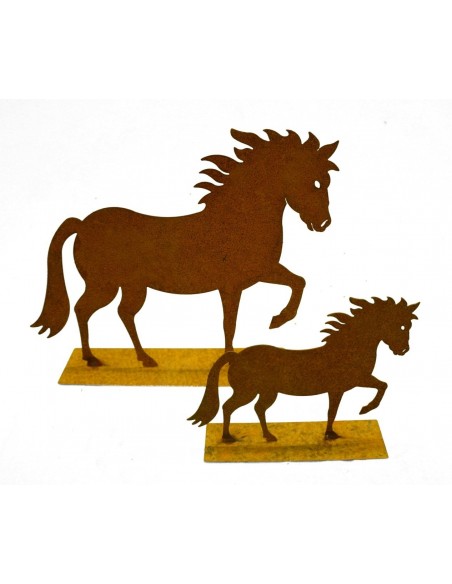 Mini Edelrost Pferd "Cavallo" auf Platte 15 cm  Rostige Deko
