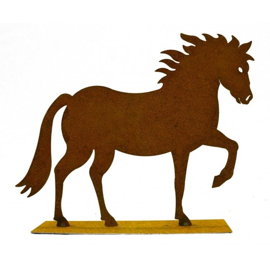 Edelrost Pferd "Cavallo" auf Platte 25 cm hoch rostige Gartendeko