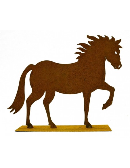 Edelrost Pferd "Cavallo" auf Platte 25 cm hoch rostige Gartendeko