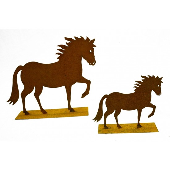 Edelrost Pferd "Cavallo" auf Platte 25 cm hoch rostige Gartendeko