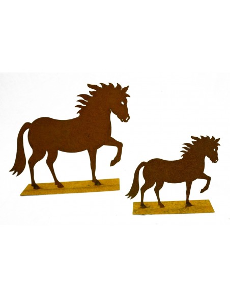 Edelrost Pferd "Cavallo" auf Platte 25 cm hoch rostige Gartendeko