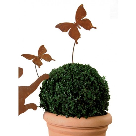 "Papilio" rost Schmetterling auf 80 cm langem biegsamen Draht Edelrost Gartendeko Blumenstecker