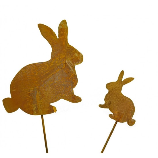 Edelrost Minihase 11 cm auf Stab