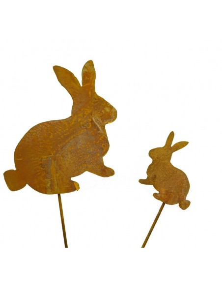 Edelrost Minihase 11 cm auf Stab