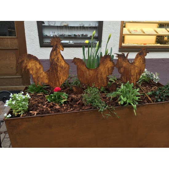 Rost "Geflügel" Gockel, Hennen, Küken auf Stange 65 cm breit