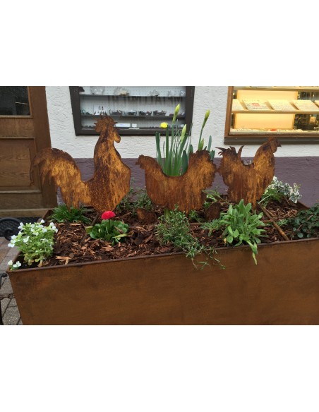 Rost "Geflügel" Gockel, Hennen, Küken auf Stange 65 cm breit