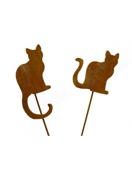Edelrost Mini Katze Gartenstecker