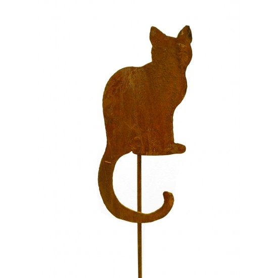 Edelrost Mini Katze Gartenstecker