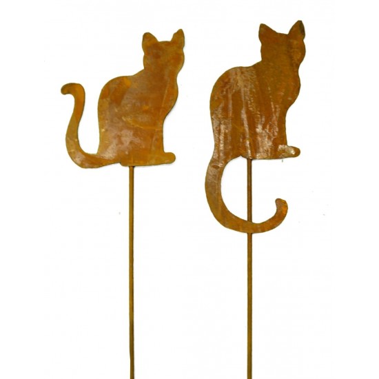 Edelrost Mini Katze Gartenstecker