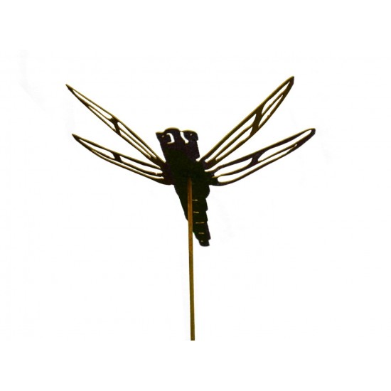 Edelrost Libelle Stecker für Teich und Garten