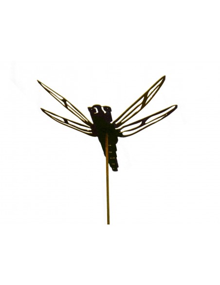 Edelrost Libelle Stecker für Teich und Garten