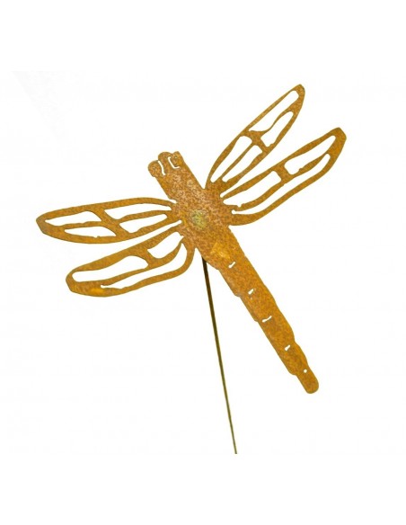 Edelrost Libelle Stecker für Teich und Garten