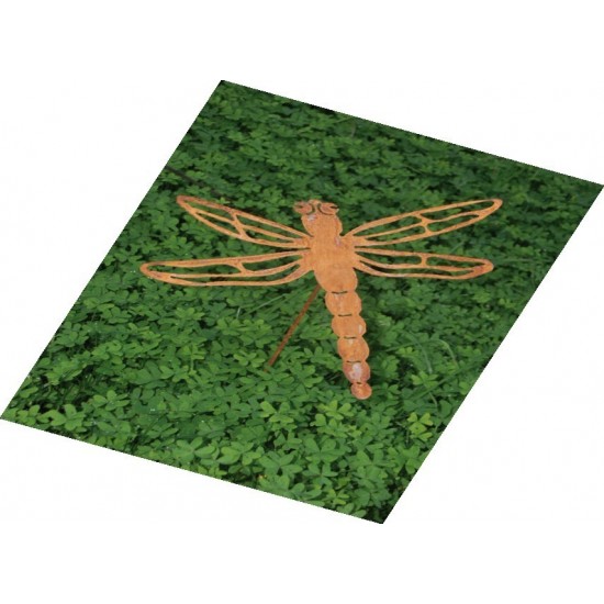 Edelrost Libelle Stecker für Teich und Garten