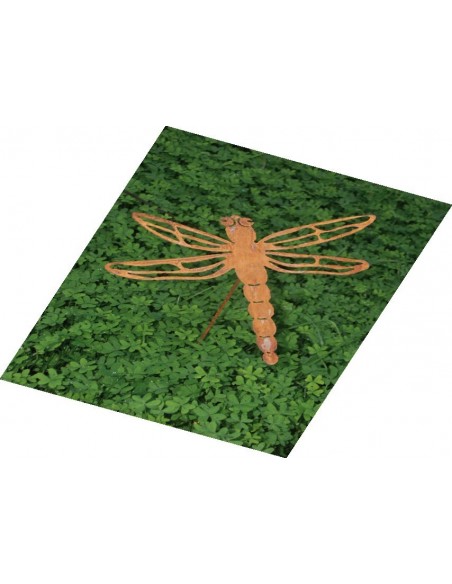 Edelrost Libelle Stecker für Teich und Garten