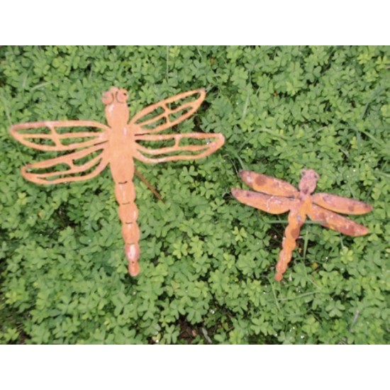Edelrost Libelle Stecker für Teich und Garten
