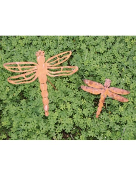 Edelrost Libelle Stecker für Teich und Garten