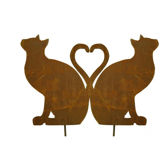 Gartenstecker rostig Katze sitzend - bilden ein Herz