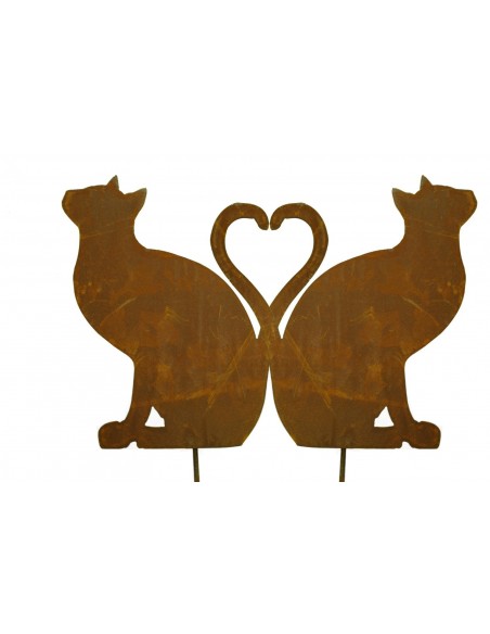 Gartenstecker rostig Katze sitzend - bilden ein Herz