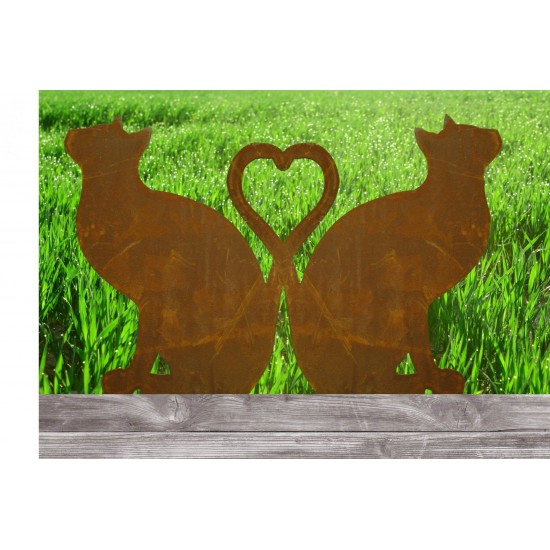 Gartenstecker rostig Katze sitzend - bilden ein Herz