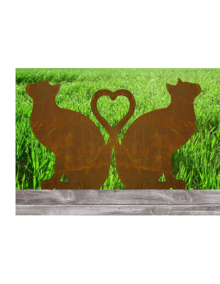 Gartenstecker rostig Katze sitzend - bilden ein Herz
