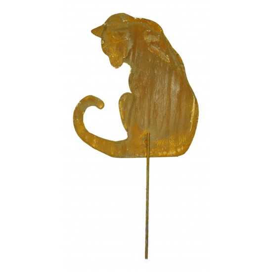 Edelrost Katze 2 nach unten schauend, zum Stecken
