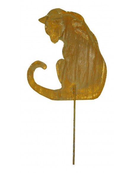 Edelrost Katze 2 nach unten schauend, zum Stecken