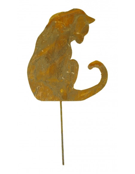 Edelrost Katze 2 nach unten schauend, zum Stecken