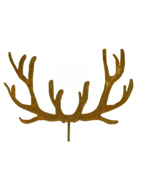 Edelrost Hirsch Geweih 40 cm breit Topfstecker mit 40 cm Stab