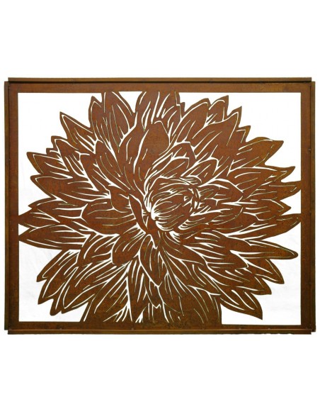 Edelrost Dahlien Paravent 1,50 x 1,20 m als Sichtschutz oder Wandbild 