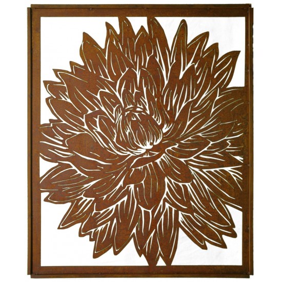 Edelrost Dahlien Paravent 1,50 x 1,20 m als Sichtschutz oder Wandbild 