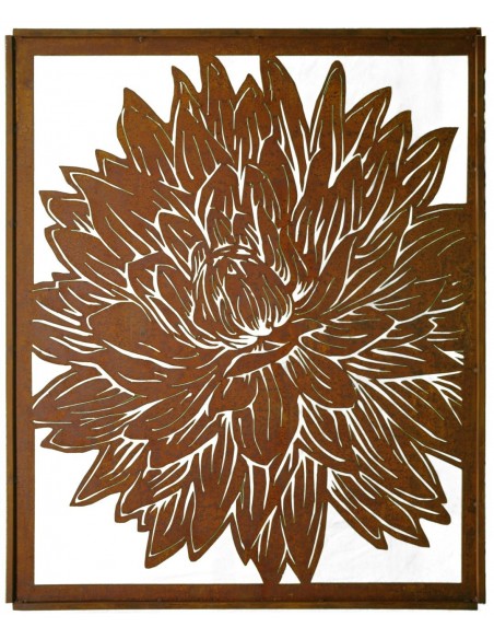 Edelrost Dahlien Paravent 1,50 x 1,20 m als Sichtschutz oder Wandbild 