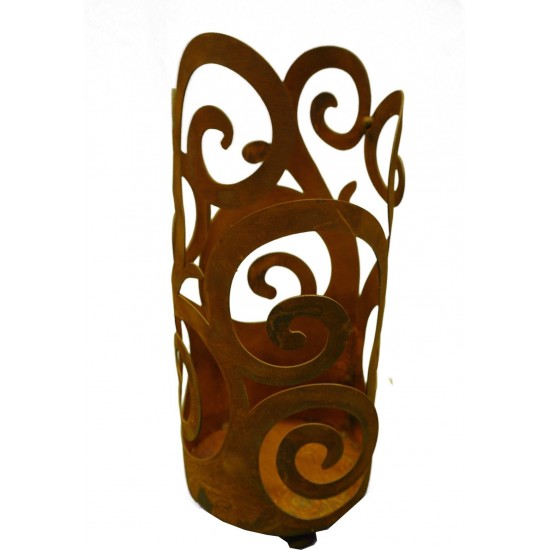 Edelrost Ornamentwindlicht auf 3 Kugeln