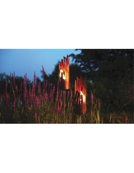 Edelrost Riss Windlicht Treibholz Optik zum Stecken Gartendeko