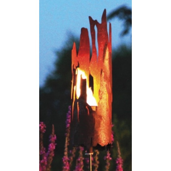 Edelrost Riss Windlicht Treibholz Optik zum Stecken Gartendeko