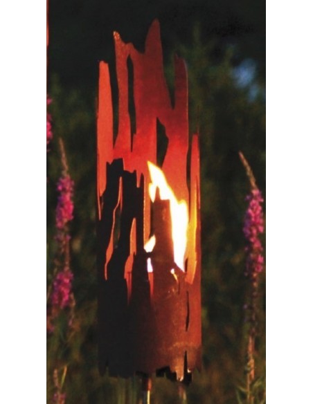 Edelrost Riss Windlicht Treibholz Optik zum Stecken Gartendeko