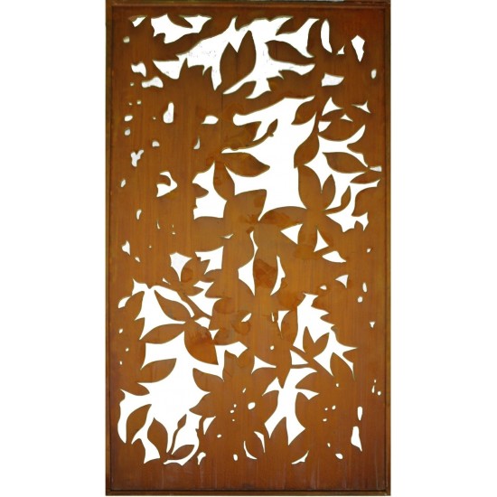 Edelrost Sichtschutz Paravent Blättermotiv Blattwerk Saremo 200 cm hoch oder Quer