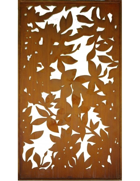 Edelrost Sichtschutz Paravent Blättermotiv Blattwerk Saremo 200 cm hoch oder Quer